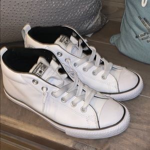 White leather converse. High tops.